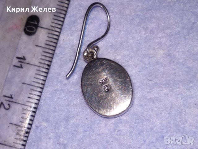 СКЪПОЦЕННА СРЕБЪРНА АРТ НУВО СТИЛ АНГЛИЙСКА ОБЕЦА СРЕБРО 925 с ПРЕКРАСЕН ШЛИФОВАН ОПАЛ 38691, снимка 4 - Обеци - 41730336