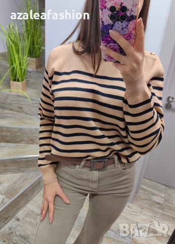 Дамски пуловер райе, снимка 3 - Блузи с дълъг ръкав и пуловери - 52686477