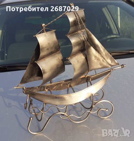 Стойка за бутилка с форма на кораб с платна, яхта, метална фигура - голяма от метал, снимка 2 - Други - 34721846