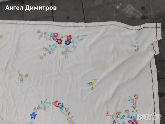 Голяма покривка бродерия , снимка 4 - Антикварни и старинни предмети - 47984478