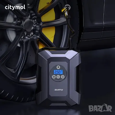 Компресор за автомобилни гуми 12V, LED фенер, LCD дисплей, за автомобили,  велосипеди,150PSI, снимка 2 - Аксесоари и консумативи - 47453888