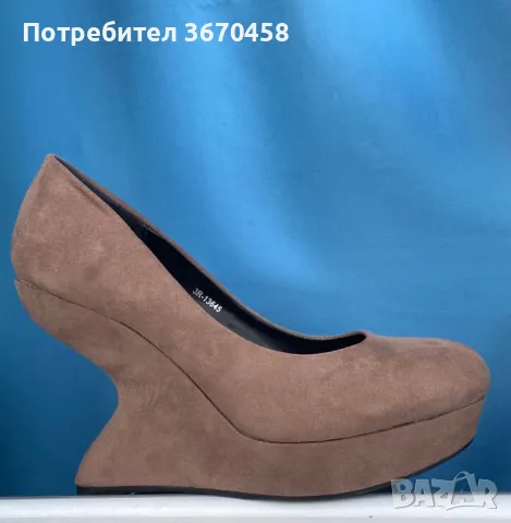 Нови дамски велурени обувки на платформа, снимка 3 - Дамски елегантни обувки - 49534770