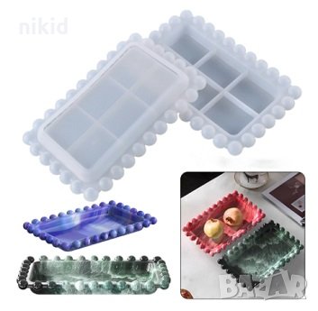 правоъгълен правоъгълник поднос чиния плато рамка с перли Bubble силиконов молд форма смола глина