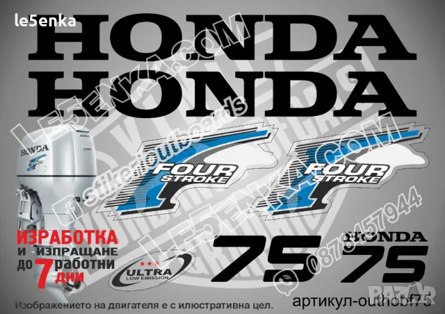 HONDA 25 hp Хонда извънбордови двигател стикери надписи лодка яхта, снимка 15 - Аксесоари и консумативи - 43043925