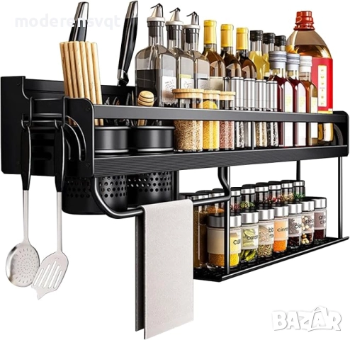 Кухненски органайзер 2 етажа многофункционален рафт за прибори, подправки, кърпи, снимка 2 - Аксесоари за кухня - 51987253