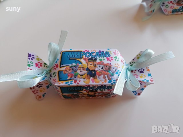 Картонена кутийка за бонбони под формата на бонбон Пес патрул, снимка 4 - Други - 40919565