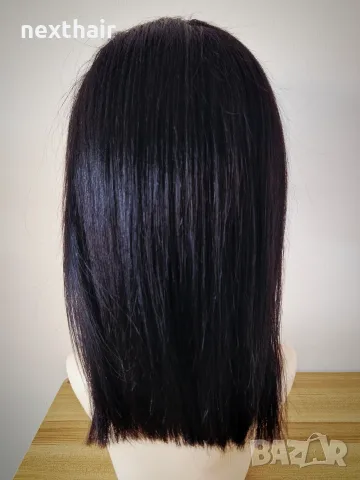 Естествена бразилска черна перука 40 см с Lace Front 13×4 – елегантност и естествен вид, снимка 5 - Аксесоари за коса - 55924799