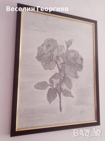 Картина "Графитена роза", снимка 2 - Картини - 53354761