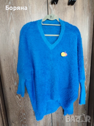 НАМАЛЕН - Нов пухкав пуловер бутик Vision с брошка, снимка 16 - Блузи с дълъг ръкав и пуловери - 38572644