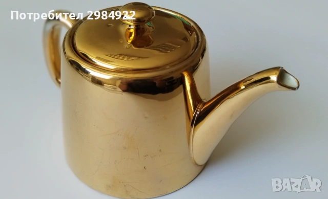Порцеланов чайник Gold Royal Worcester форма 9 Размер 6 Произведен в Англия, снимка 5 - Антикварни и старинни предмети - 53440678