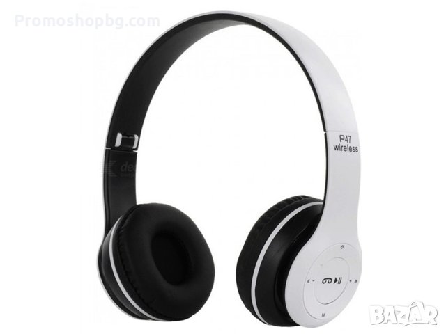 Безжични Bluetooth слушалки P47 - бял или черен цвят, снимка 3 - Bluetooth слушалки - 38854552