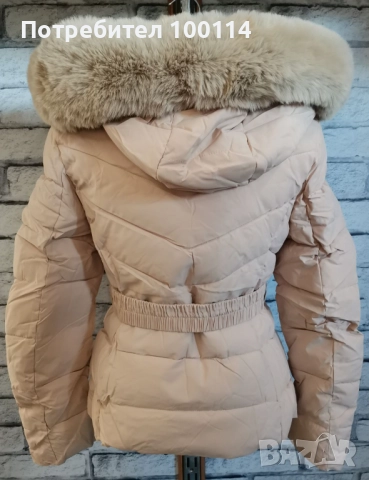 Дамско яке  Цвят светло бежово с откачваща качулка с пух., снимка 2 - Якета - 52538899