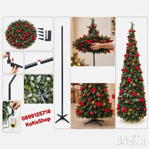 Коледна елха с украса и LED лампички, POP - UP елха, снимка 3 - Декорация за дома - 56316855