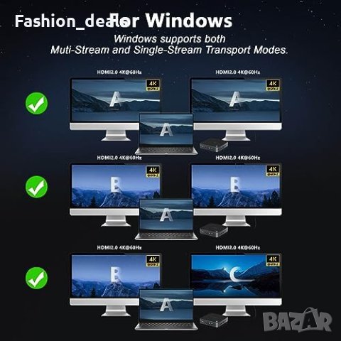 Нова 12 в 1 USB C докинг станция два монитора Windows MST Dock с 8K HDMI 2.1  Хъб, снимка 6 - Друга електроника - 42308778