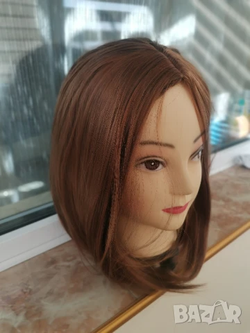 Нова светло кестенява  перука 35 см Боб стил без бретон - мод.17, снимка 3 - Аксесоари за коса - 12719429
