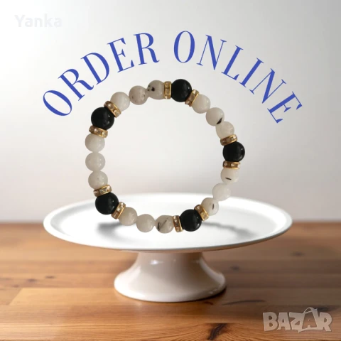 Гривна ръчна изработка - Golden line, снимка 4 - Гривни - 51294503