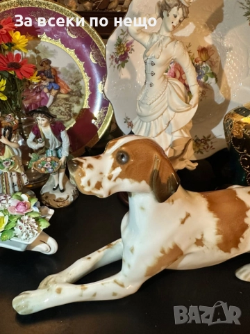 Lomonosov USSR Circa 1950 porcelain English Pointer dog - изящен и огромен сетер Код P1681, снимка 7 - Антикварни и старинни предмети - 52941748