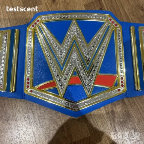 Шампионски пояс WWE Championship световната титла в кеча Mattel детски belt колан Universal Blue, снимка 5 - Фигурки - 49645269