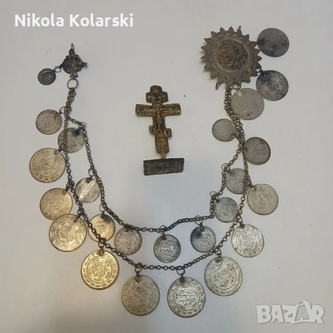 Автентичен възрожденски кюстек/синджир/копче и кръст, снимка 5 - Антикварни и старинни предмети - 52284350