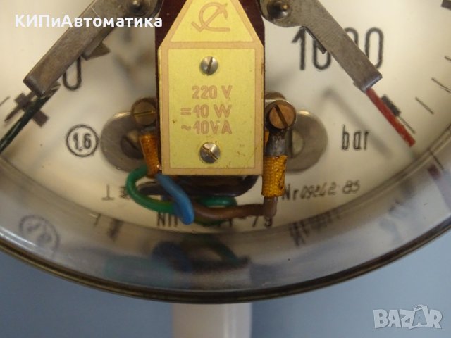 Ел. контактен манометър VEB ф160 1000Bar 220V, снимка 3 - Резервни части за машини - 42131939