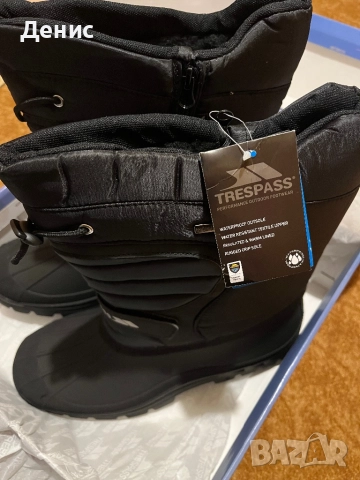 Апрески Trespass Dodo непромокаеми зимни ботуши с поларена подплата, черни, 46 номер, снимка 3 - Мъжки ботуши - 52921546