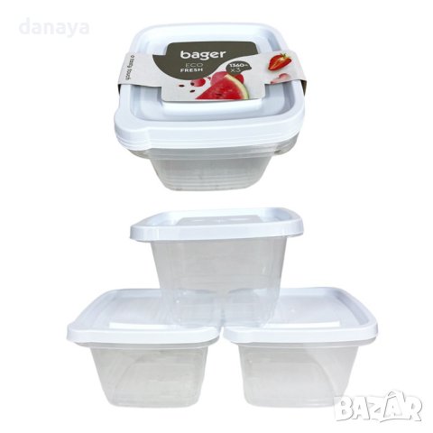 3848 Комплект дълбоки кутии за храна Eco Fresh, 3 броя, снимка 5 - Кутии за храна - 41536132