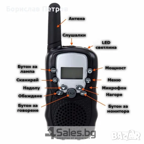 Уоки токи с голям обхват от 3км - вграден фенер / Цвят: Черен / Количество: 1 комплект, снимка 14 - Други - 55754787