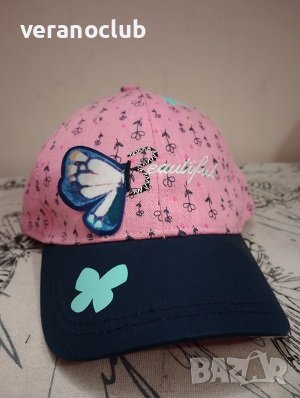 Розова шапка с пеперуда за Момиче  размер 52см, снимка 2 - Шапки, шалове и ръкавици - 44344127