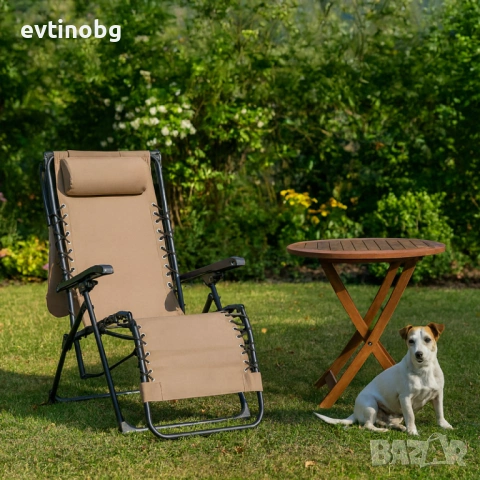 Сгъваем градински шезлонг с нулева гравитация и сенник – комфорт за пълна релаксация, снимка 3 - Градински мебели, декорация  - 53863839