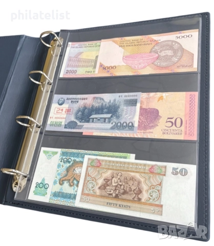 прозрачни листи LUX A4 за три банкноти 3C - 216х98 мм , опаковка от 5 броя – GRANDE стандарт, снимка 3 - Нумизматика и бонистика - 52405765