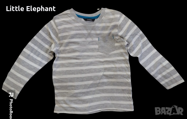Блузка с дълъг ръкав за 2-3 год момченце сива гама райе и джобче,Англия/нова