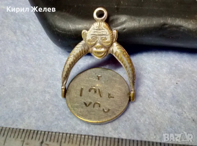 Стар ПЪРВА СВЕТОВНА ВОЙНА ПОСРЕБРЕН БРОНЗОВ ВОЕНЕН ПЕЧАТ - ТАЛИСМАН ДВУСТРАНЕН РЯДЪК 50101