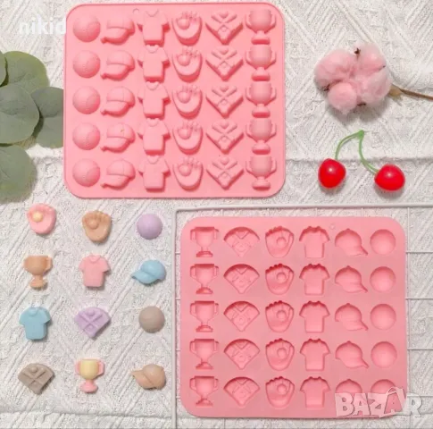 Бейзбол купа блуза шапка топка ръкавица малки силиконов молд форма фондан шоколад бонбони желирани , снимка 3 - Форми - 48892648