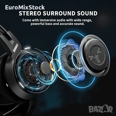 Стерео Геймърски Слушалки с Микрофон SOMIC G951S Black, 3.5mm жак, снимка 2 - Слушалки за компютър - 55903214