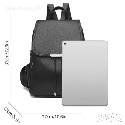 Дамска черна раница, снимка 3 - Раници - 51267588