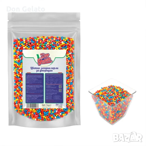 Цветни захарни перли за декорация – 1 кг | Don Gelato