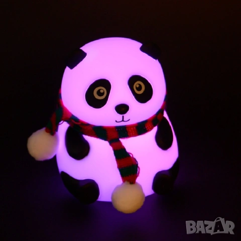 Нощна лампа Панда – силиконова LED лампа със смяна на цветовете, снимка 5 - Други - 53658596