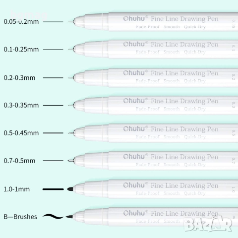Ohuhu Art Marker Set-маркери-тънкописци,  комплект 8 размера/дебелини, снимка 7 - Ученически пособия, канцеларски материали - 52146676