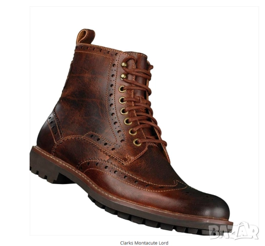 Clarks Кожени ботуши Montacute Lord Wing Tip Brogue, тъмнокафяви номер 42