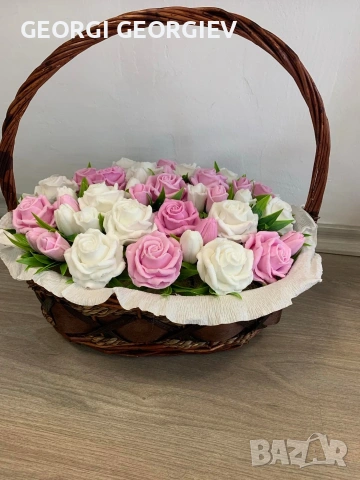 цветя изработени с глицеринов ароматен сапун и Българска роза 🌹, снимка 16 - Изкуствени цветя - 53255257