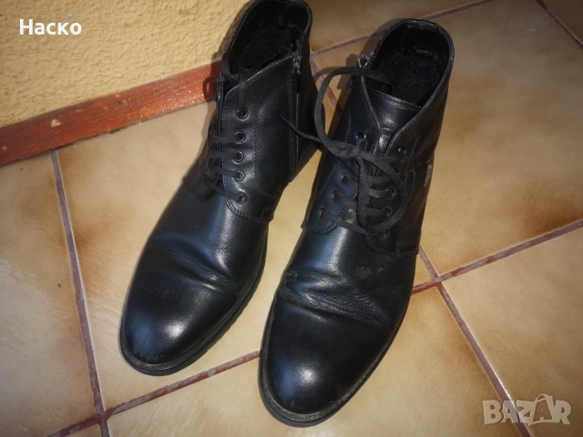 Мъжки кожени обувки високи с цип