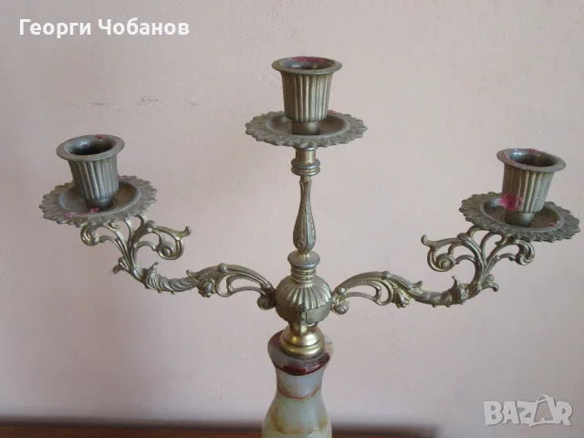 свещник от оникс и месинг, снимка 7 - Свещи и свещници (декоративни) - 55962947
