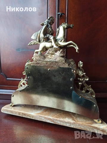 Каминен часовник, месинг, снимка 2 - Антикварни и старинни предмети - 53242685