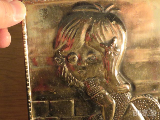 Стара медна табела момиченце WC тоалетна  за заведение, бар, механа, декорация или за колекция ., снимка 3 - Антикварни и старинни предмети - 35918407