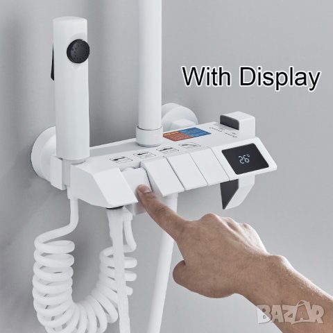 Интелигентен термостатен душ за баня с дисплей / бял / черен / сив, снимка 14 - Душове - 40913087