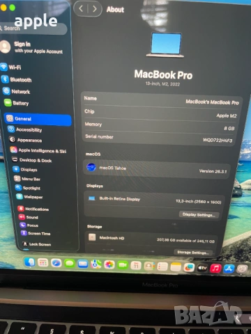 13" M2 MacBook Pro A2338 (2022) Space Gray, снимка 9 - Лаптопи за работа - 53692554
