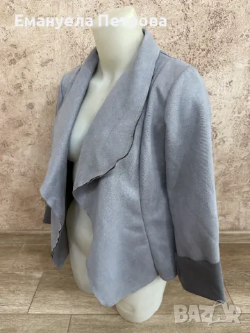 Дамско сако - сиво - велур - спортно-елегантно , снимка 3 - Сака - 48071401