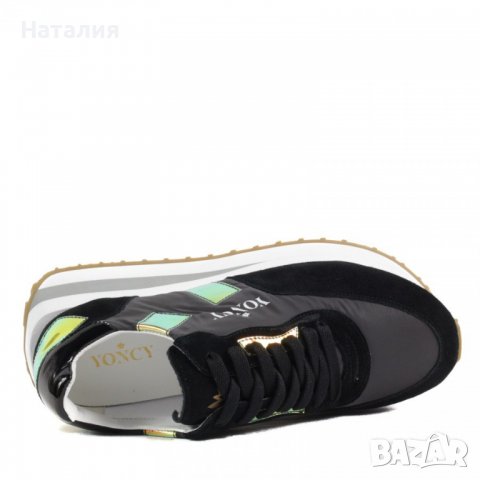 Дамски спортни обувки Yoncy® естествена кожа черни, р.39., снимка 5 - Дамски ежедневни обувки - 39381266
