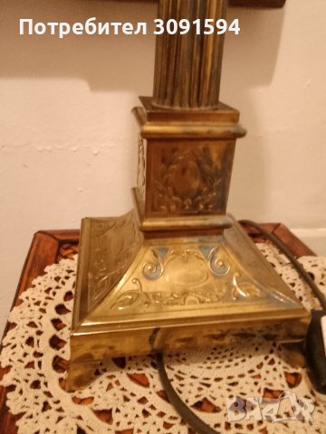 Арт Деко нощна ,настолна лампа бронз оргиналнално стъкло, снимка 4 - Антикварни и старинни предмети - 41706934