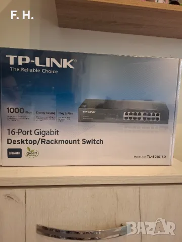 Суич TP-Link TL-SG1016D, 1000Mbps, 16Port, снимка 2 - Суичове - 48389042